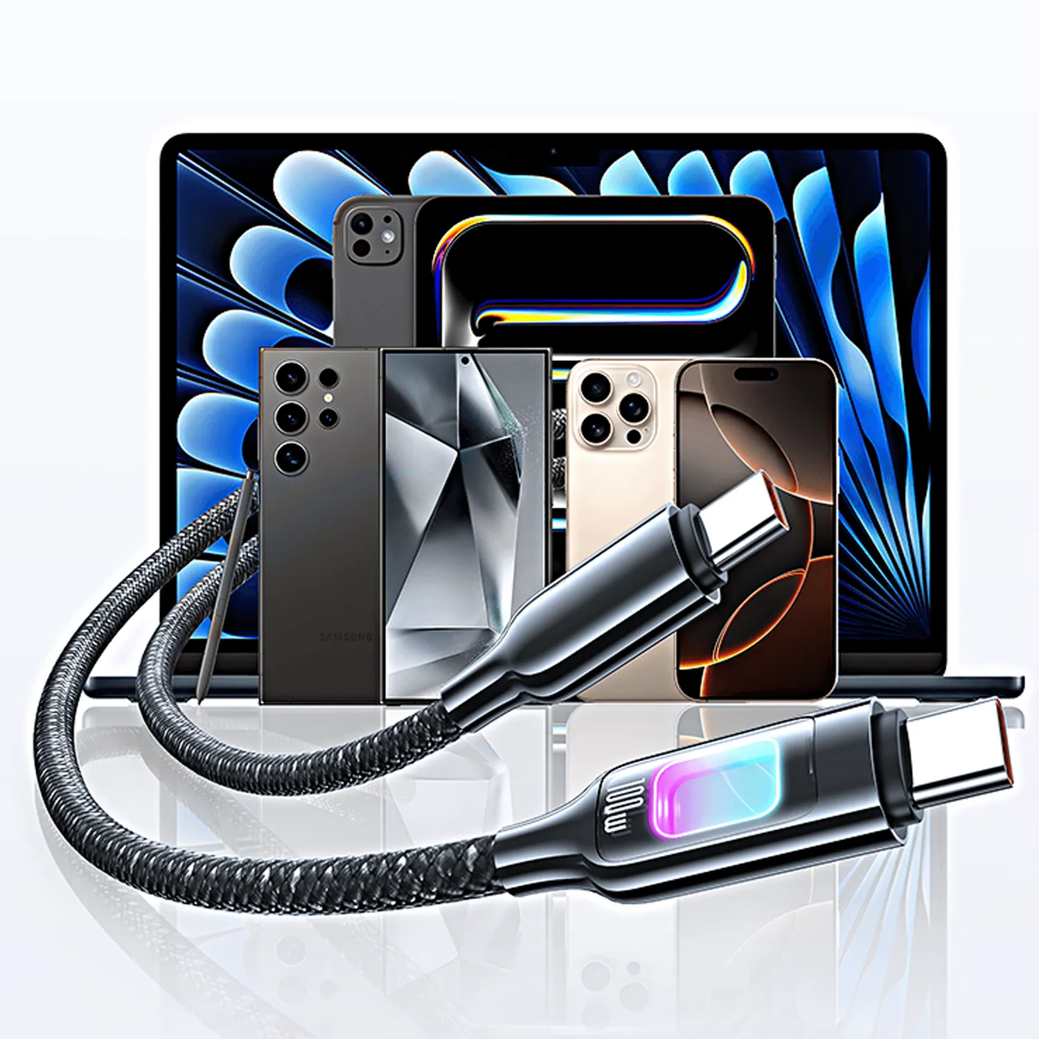 Timebox cablu USB-C 100W 1,2m negru RGB
