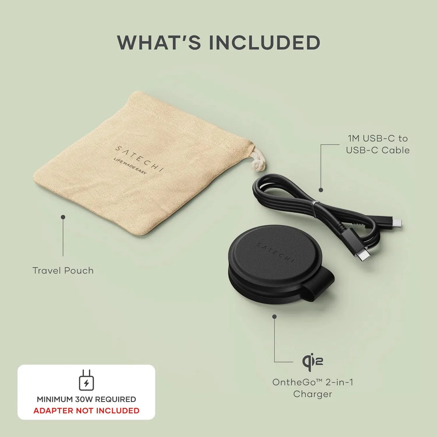 Satechi OntheGo 2-in-1 Charger incarcator wireless negru Qi2
