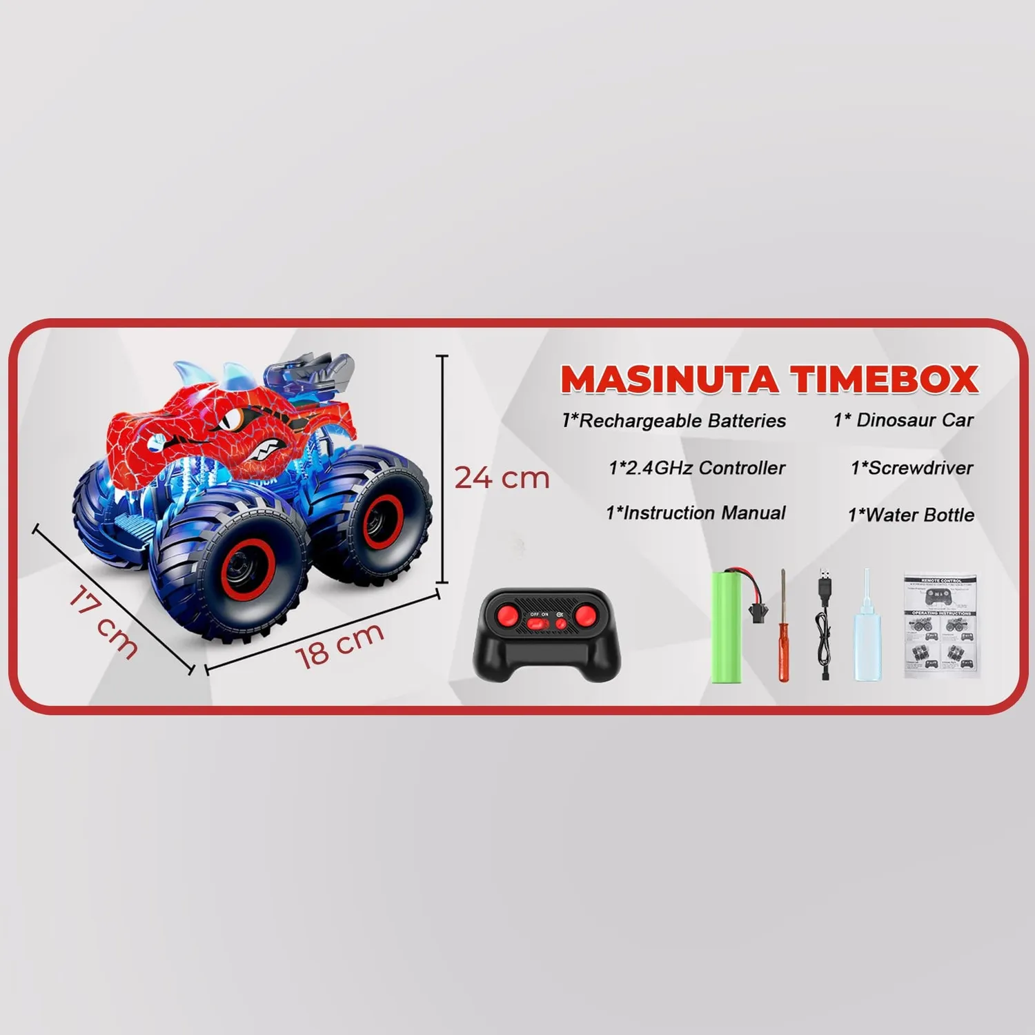 Timebox Masina RC Dinozaur Monster Truck 4x4 Verde LED