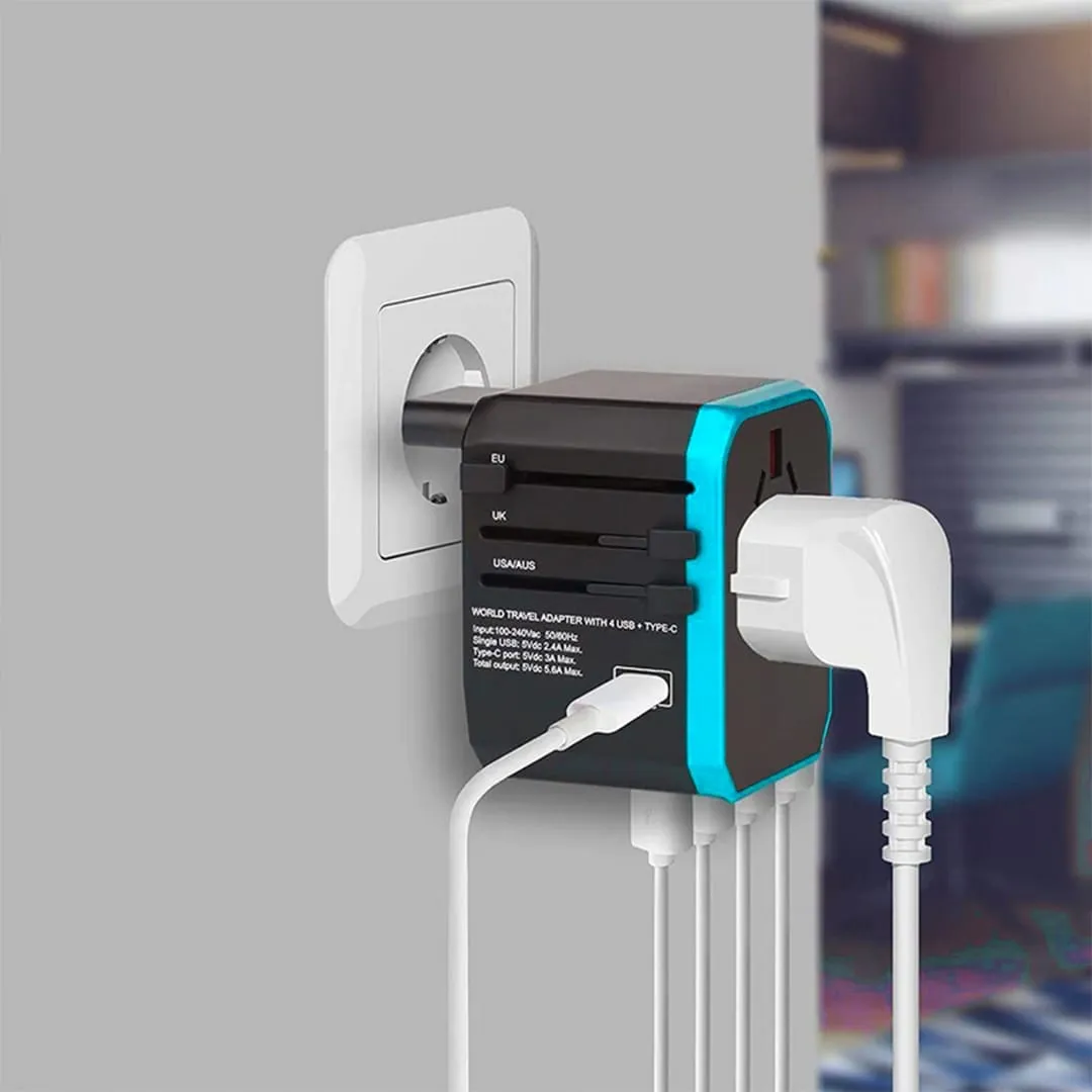 Timebox adaptor universal calatorie albastru 4 USB Type-C