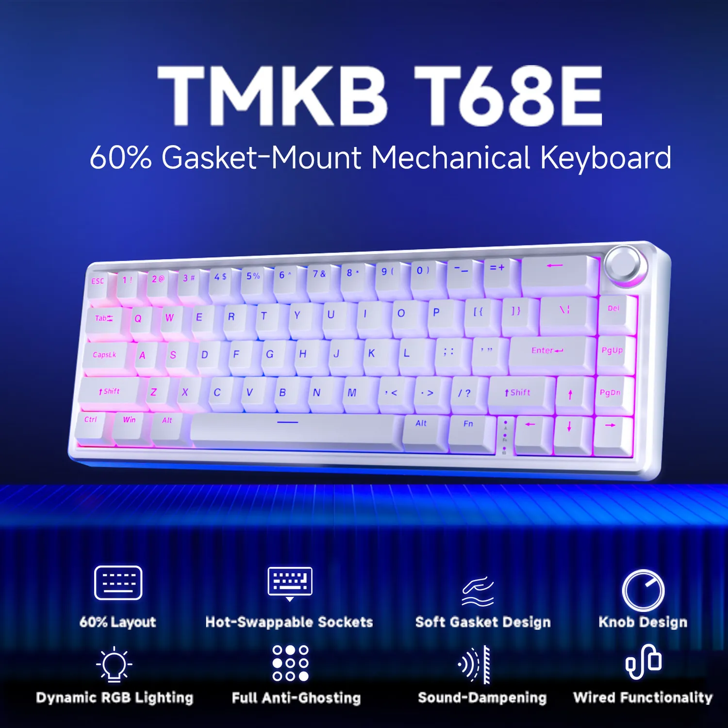 Kemove TMKB T68E tastatura mecanica RGB creamy
