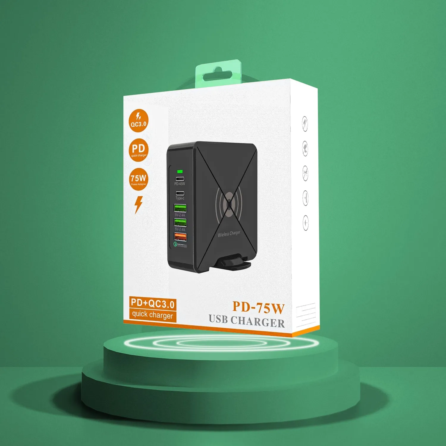 Timebox Incarcator Retea 5 Porturi 75W USB Type-C Negru