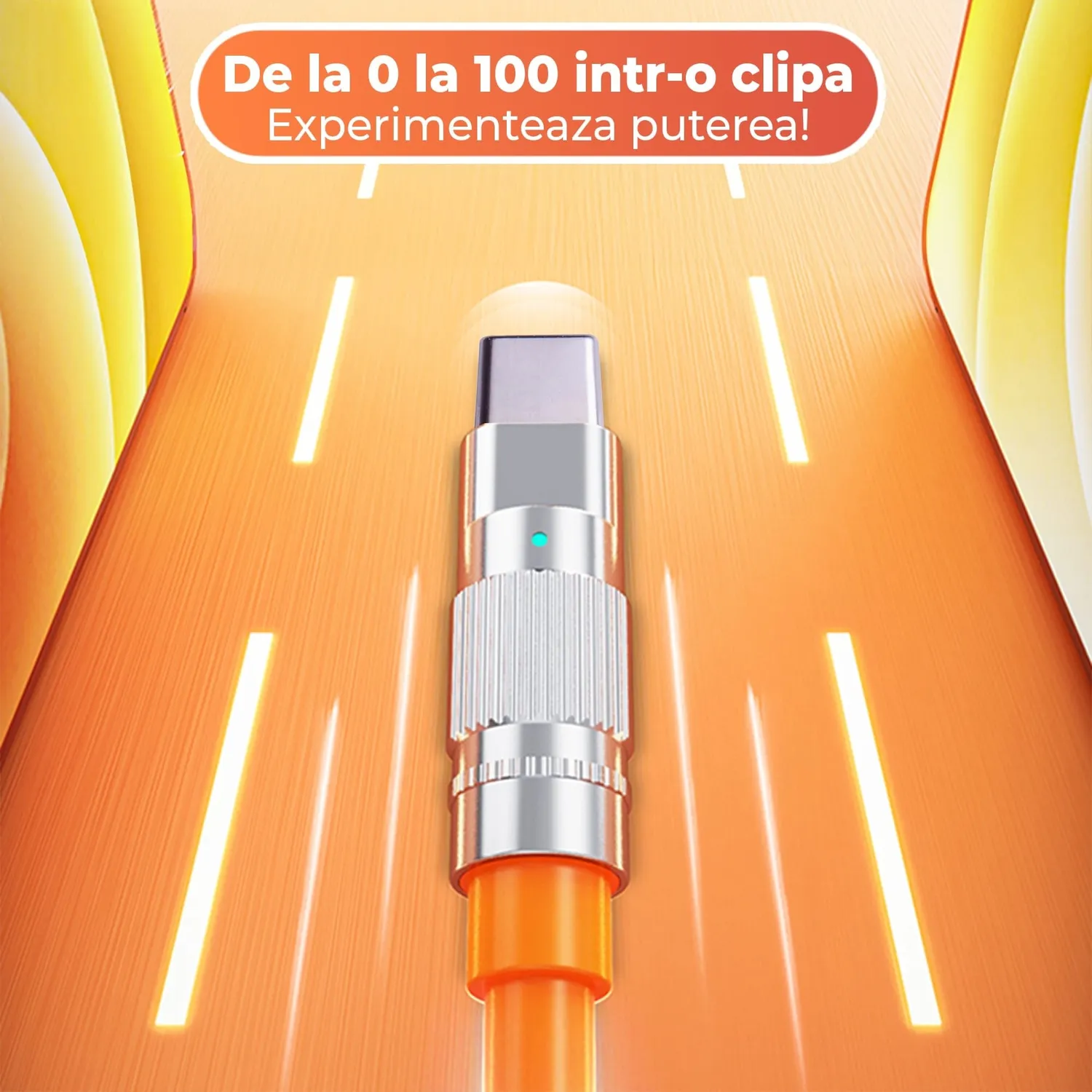 Timebox cablu USB-C la Type-C 60W portocaliu fast charge