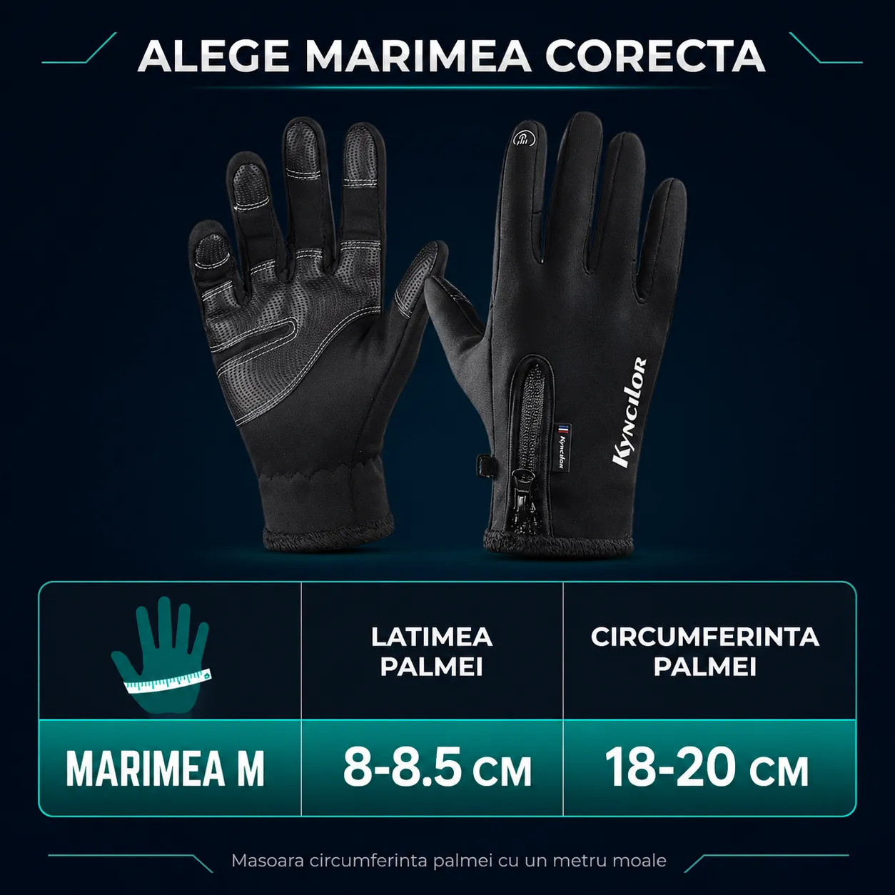 Timebox mănuși sport iarnă M negre tactile