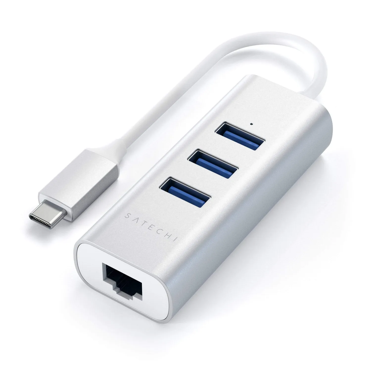 Satechi Type-C hub USB 2-in-1 Ethernet argintiu