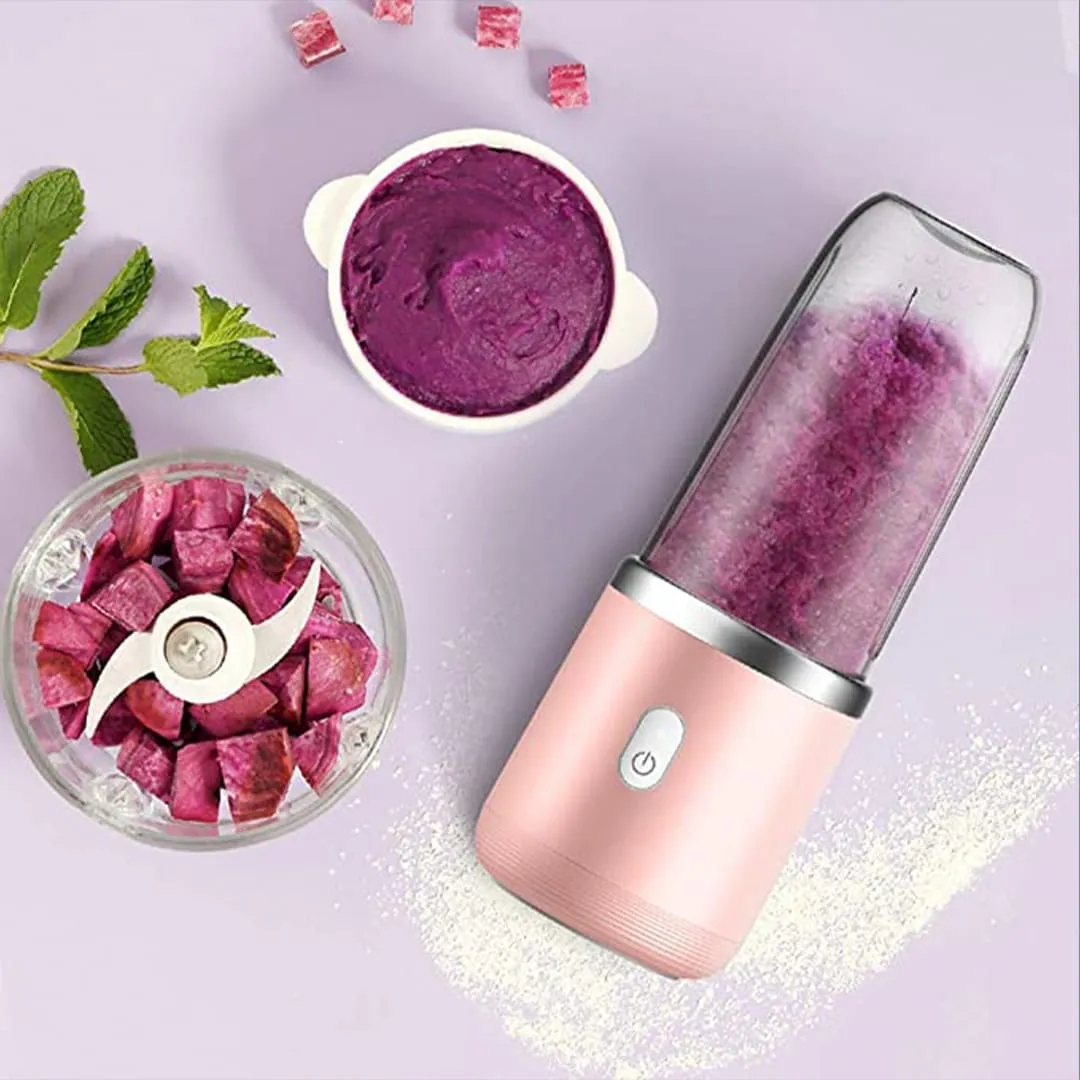 Timebox Mini blender electric roz 400ml wireless 6 lame