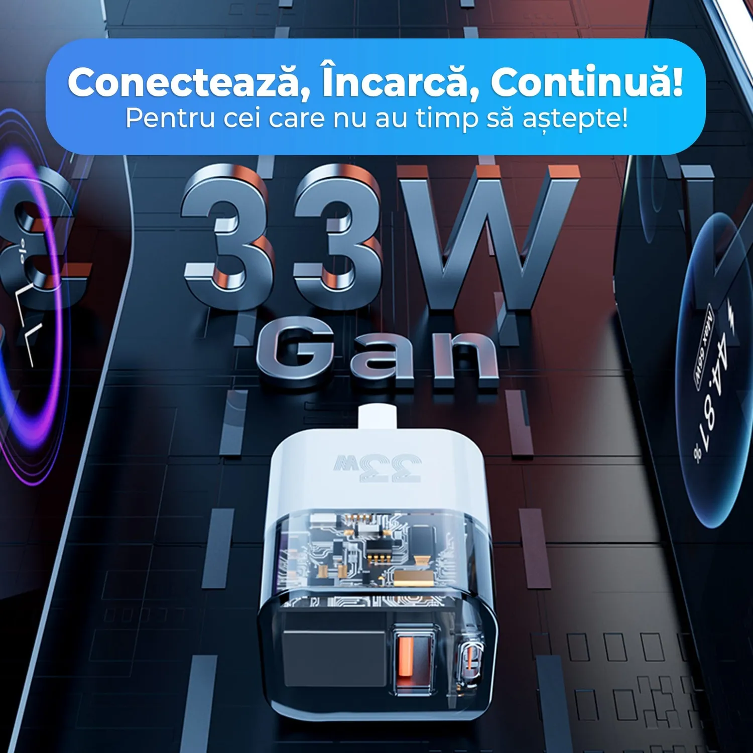 Timebox 33W incarcator retea 2 porturi portocaliu