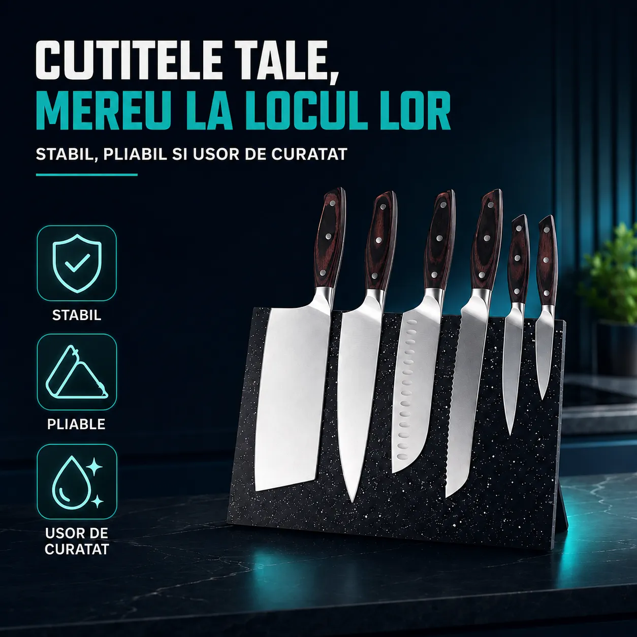 Timebox suport magnetic cutite 7-9 piese negru lemn