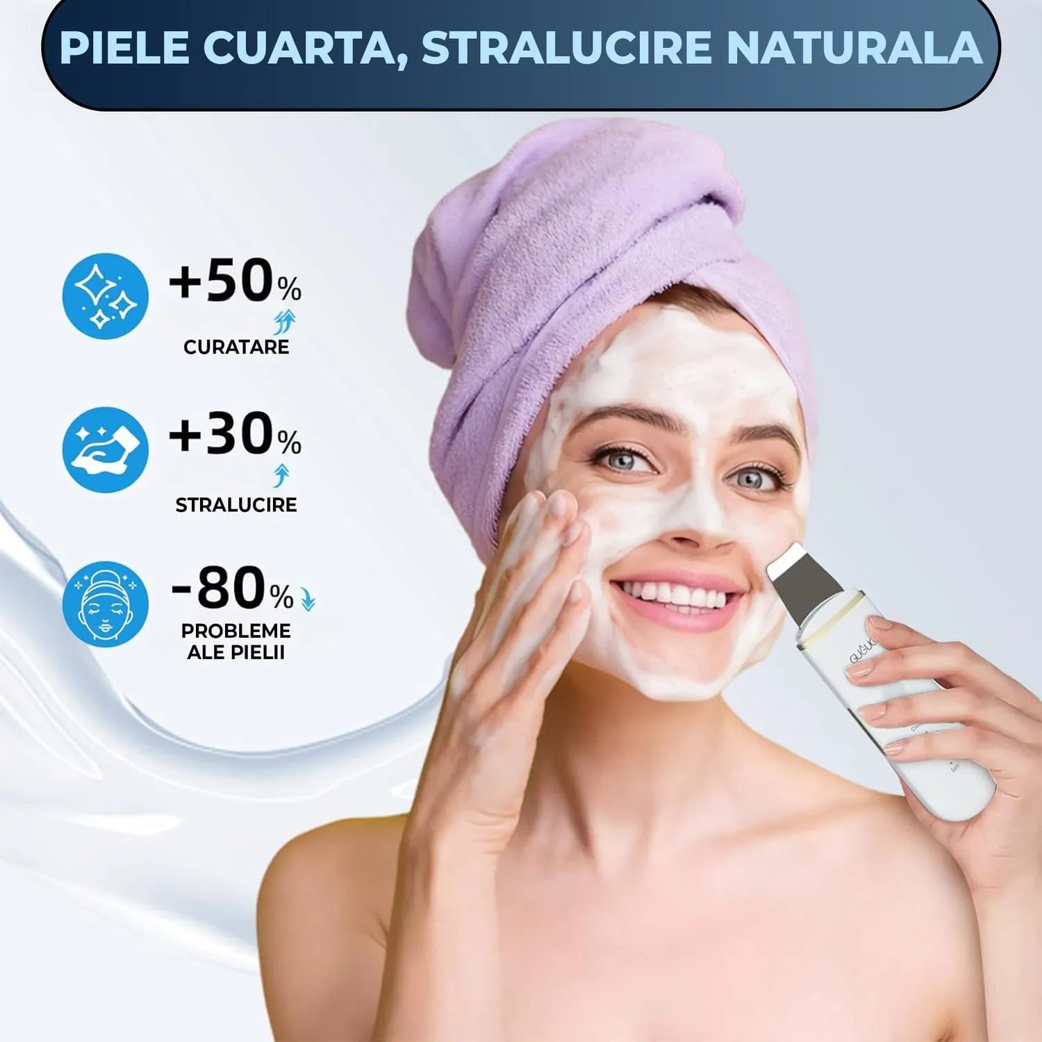 Aparat curățare facială Timebox 4 în 1 ultrasunete