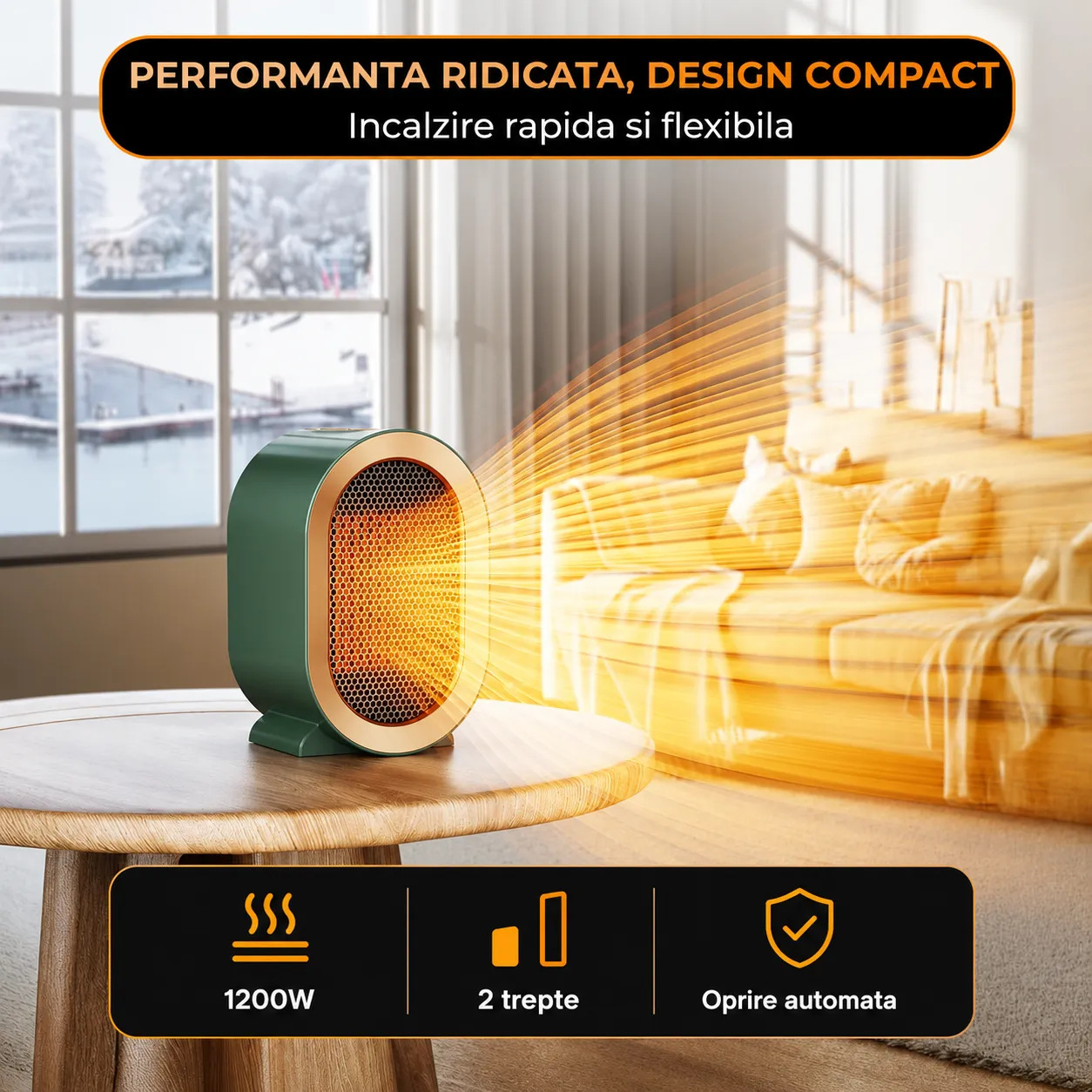 Timebox Aeroterma Ceramica 1200W Verde Compacta Silentioasa
