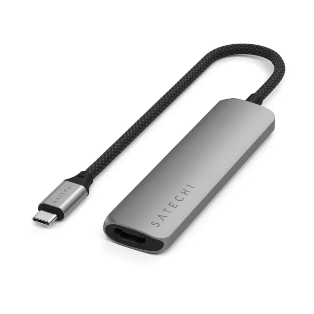 Satechi Slim 4-in-1 adaptor USB-C gri 4K 100W