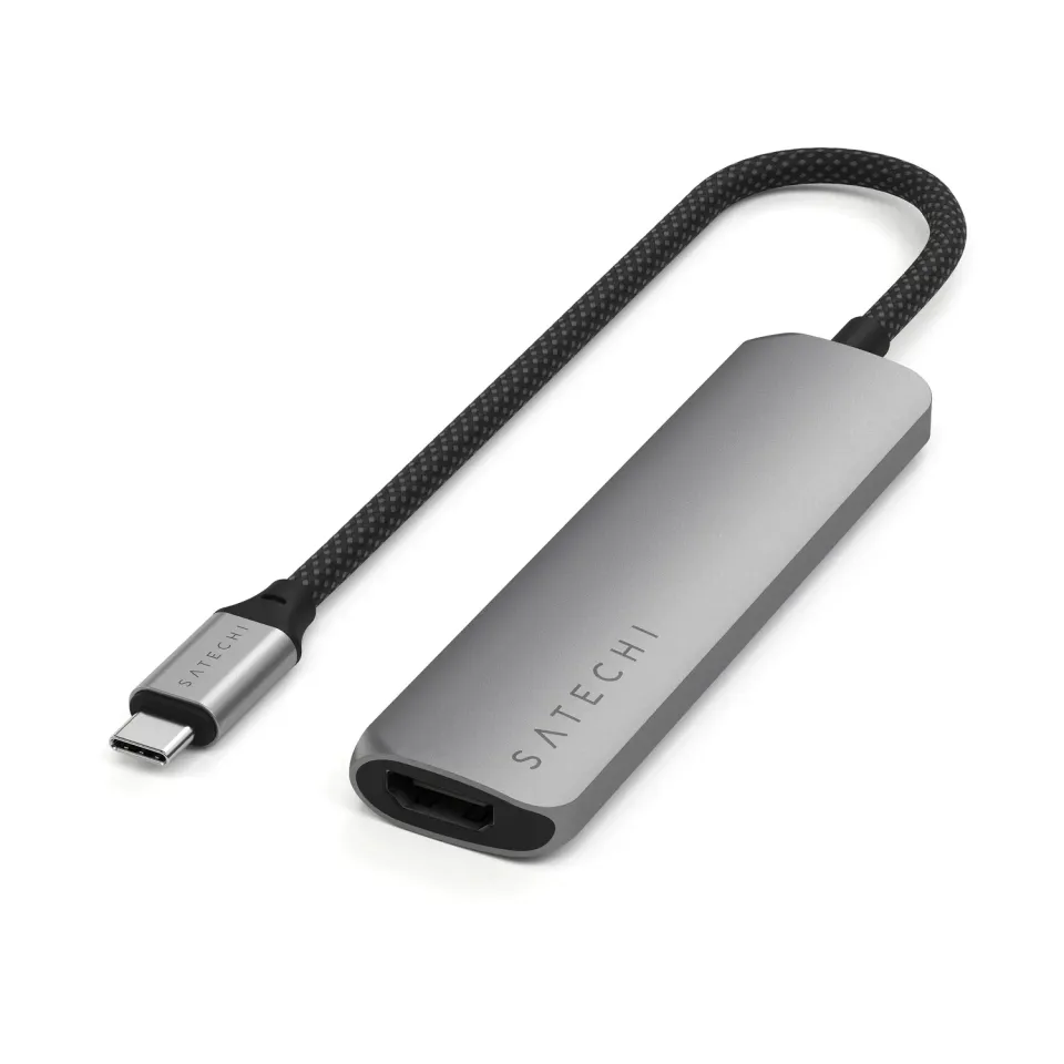 Satechi Slim 4-in-1 adaptor USB-C gri 4K 100W