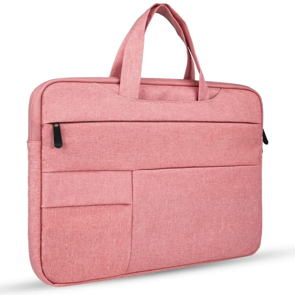 Timebox geanta laptop 13-16 inch roz impermeabila microfibra