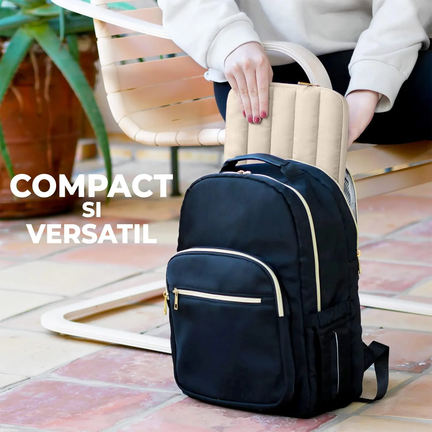 Timebox Geantă Laptop 15 inch Bej Impermeabilă