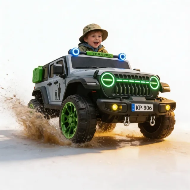 Timebox Jeep Wrangler 4x4 masinuta electrica Negru/Verde off-road