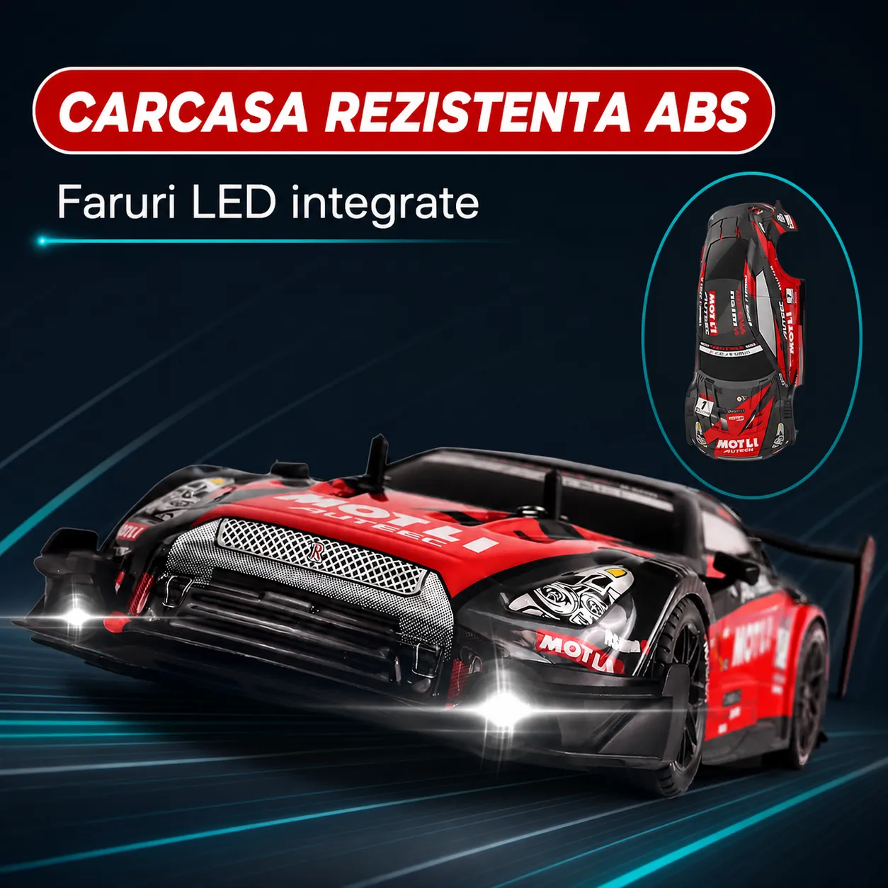 Timebox Masina RC Drift 1:16 4x4 30km/h Negru-Rosu