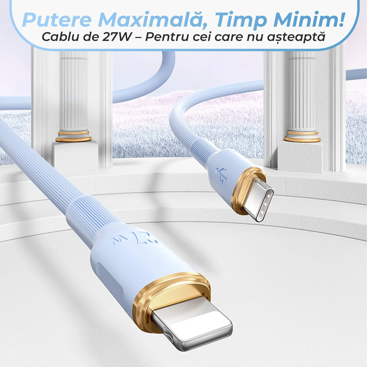 Timebox Fast Charge cablu USB-C Lightning 27W 1,5m albastru