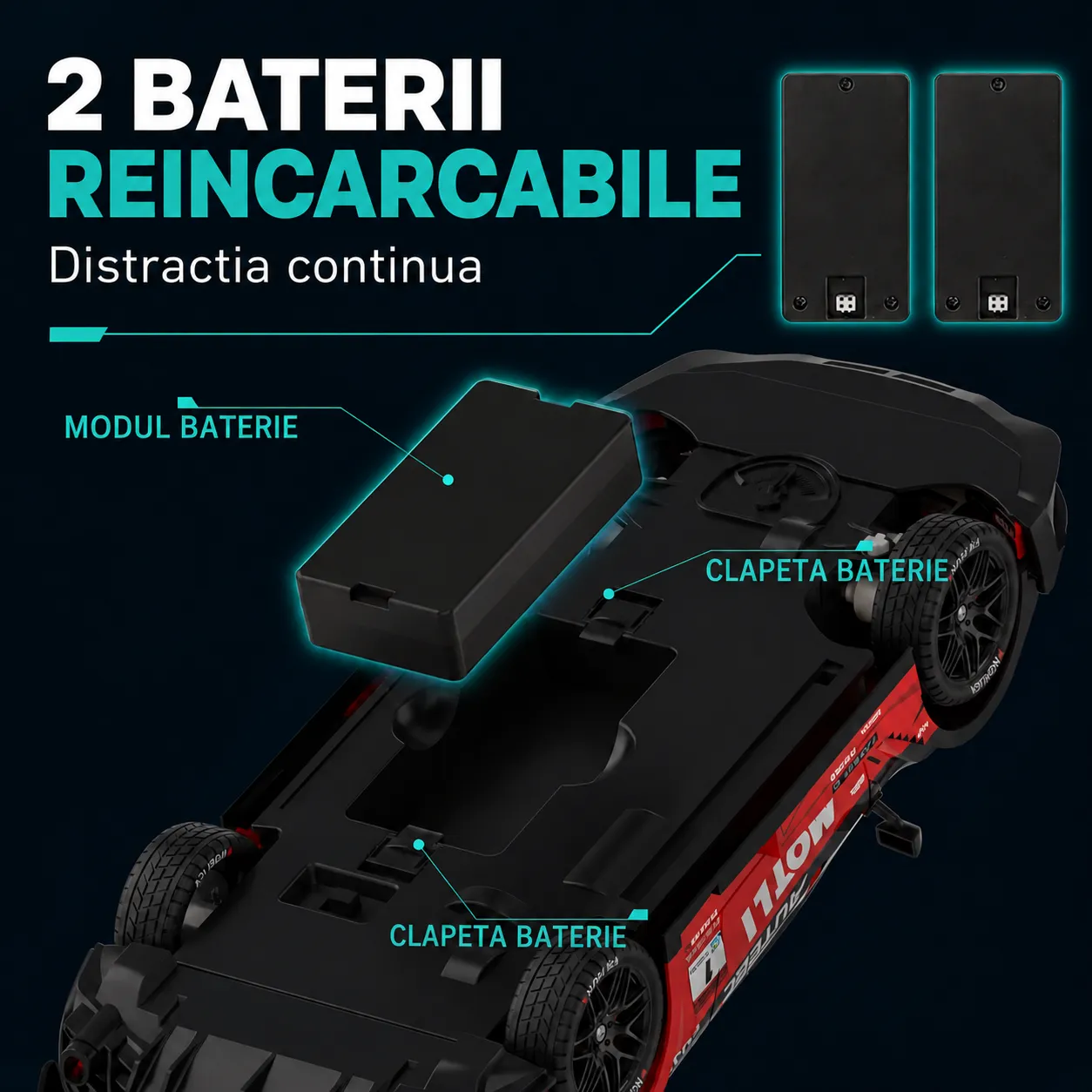 Timebox Masina RC Drift 1:16 4x4 30km/h Negru-Rosu