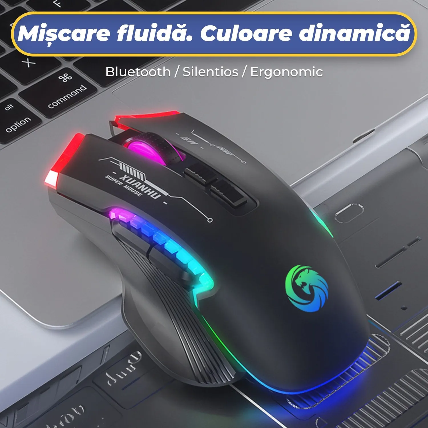 Timebox Mouse Gaming Wireless 3200 DPI RGB Negru Type-C