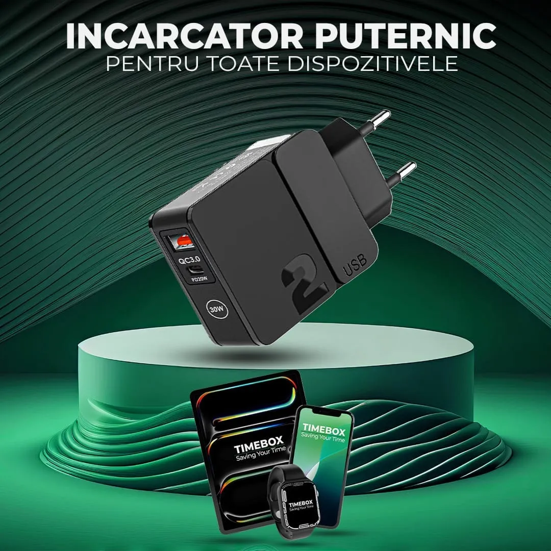 Timebox C 3 incarcator retea 30W negru 2 porturi
