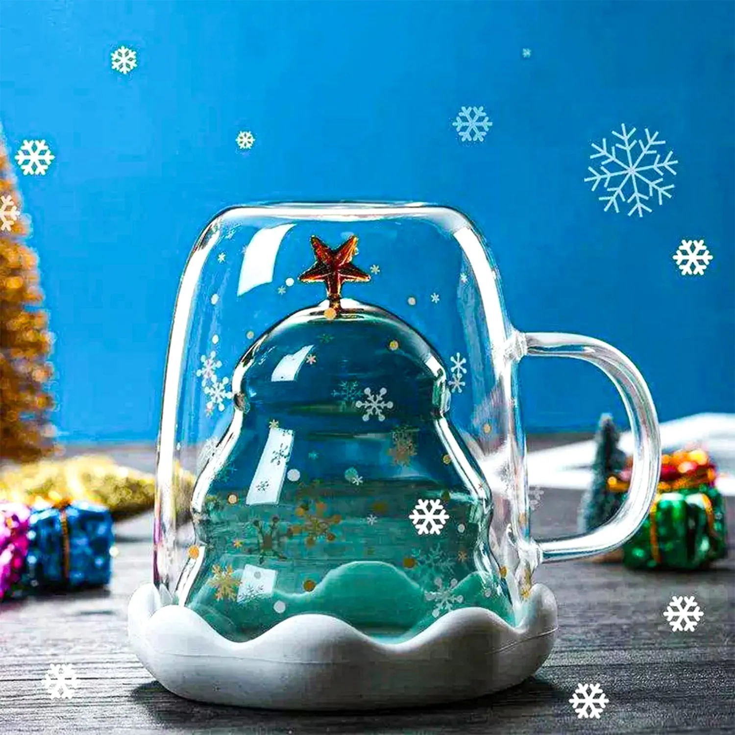 Timebox cană Crăciun brad 300ml pereți dubli