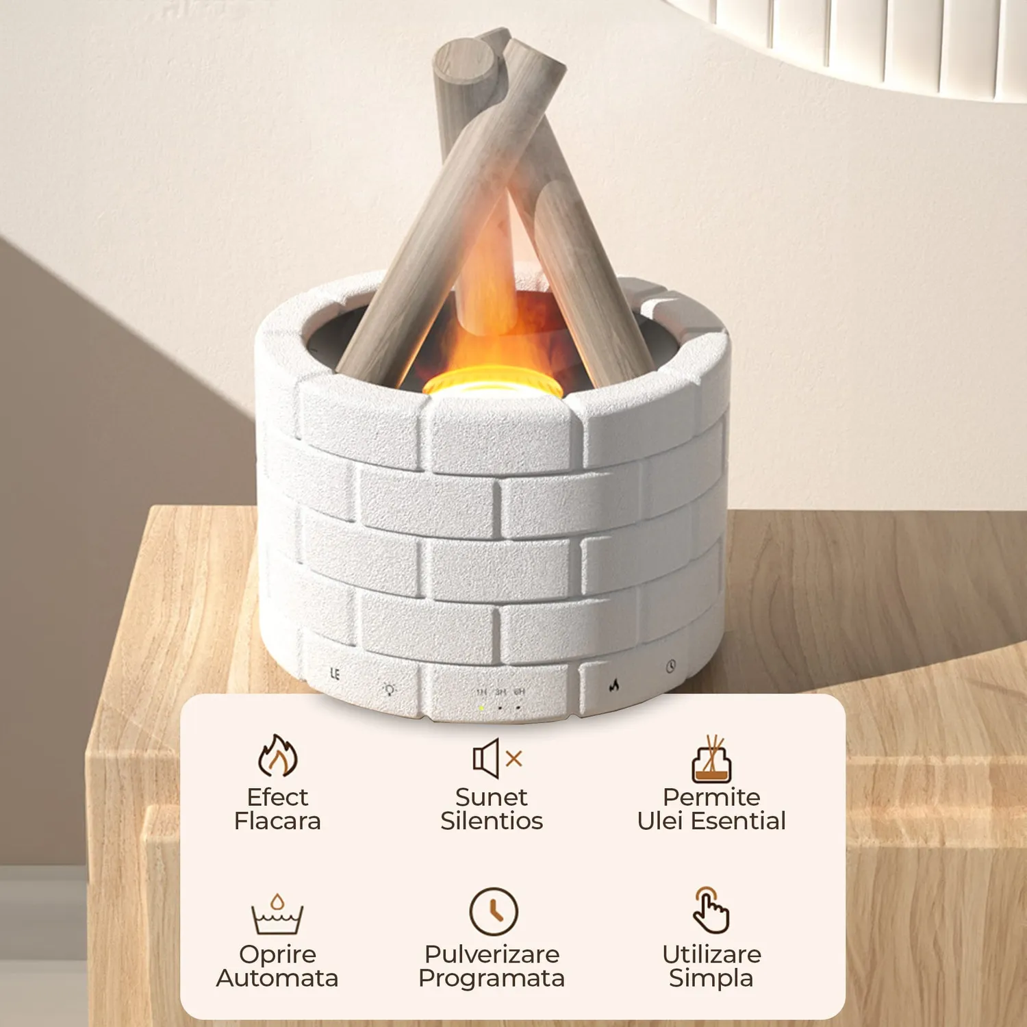 Timebox Bonfire difuzor aromaterapie alb 250ml cu telecomanda