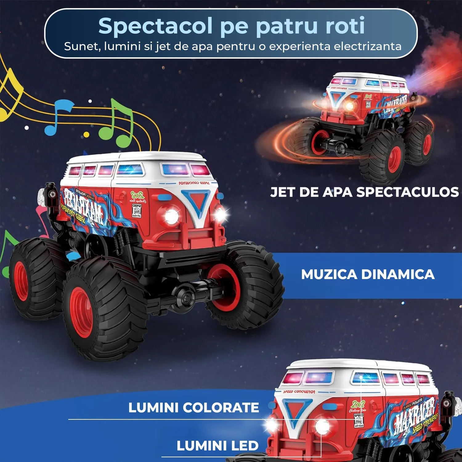 Timebox masina telecomanda 1:20 4x4 autobuz scolar rosu