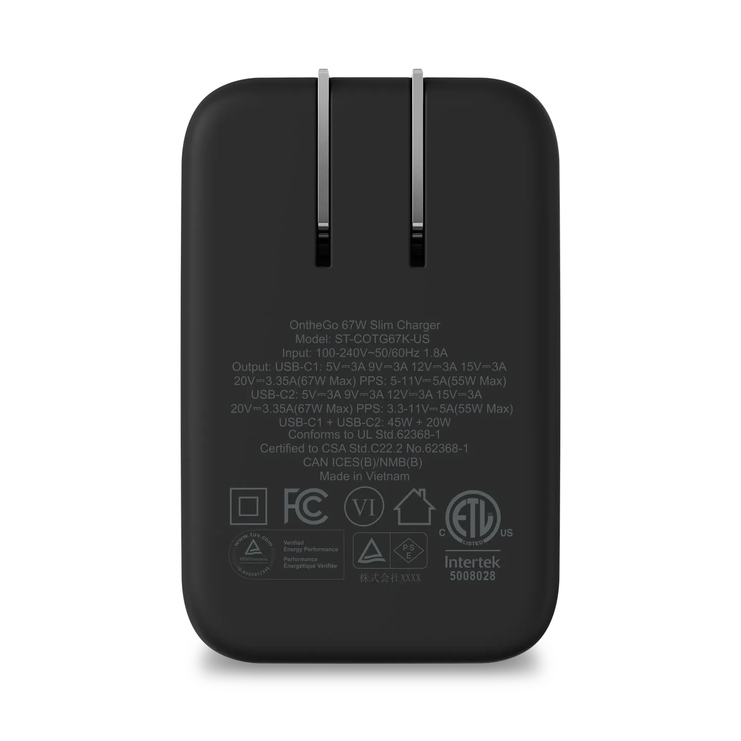 Satechi OntheGo 67W incarcator perete negru GaN slim