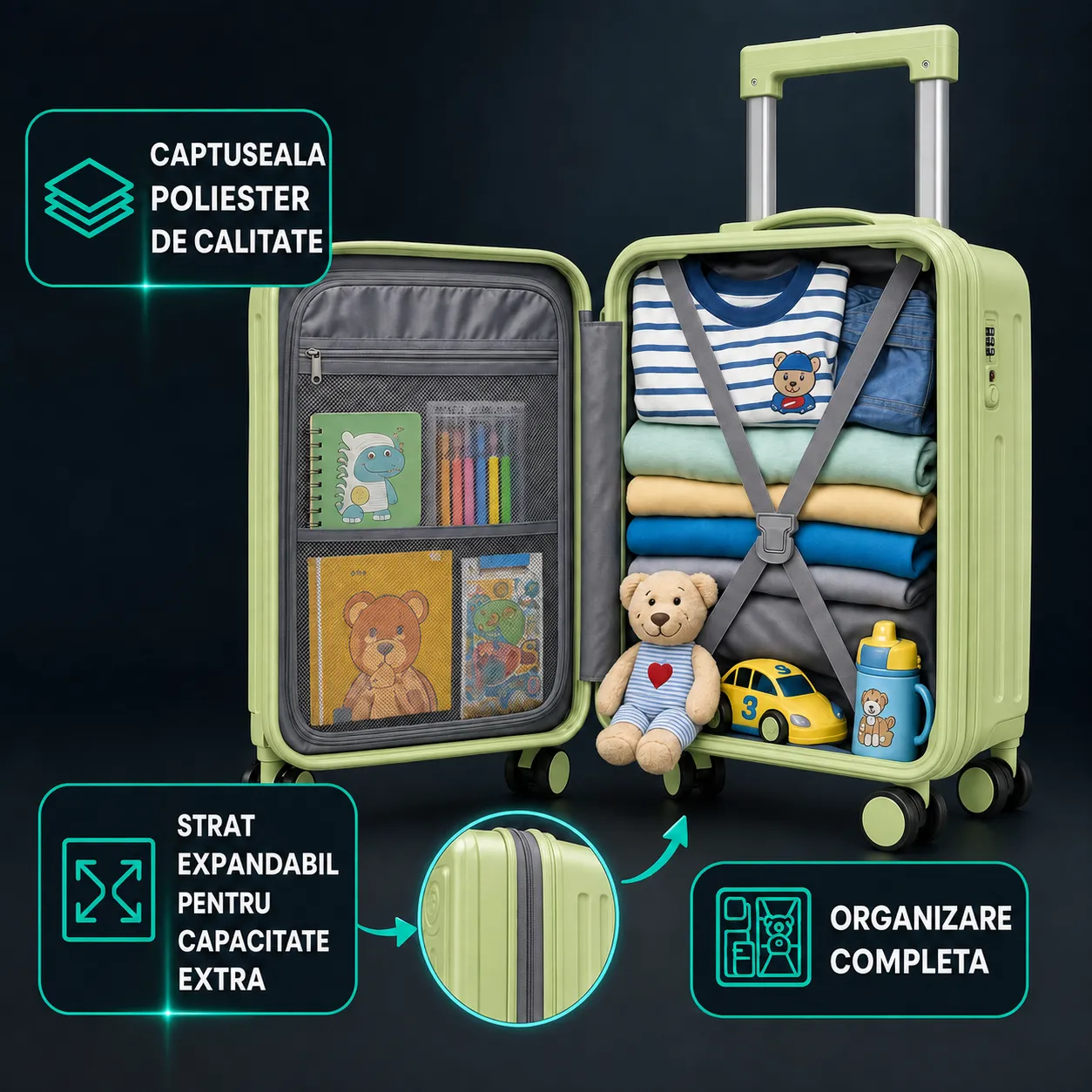 Timebox troler Copii Ride-On 20 44x21x43cm verde matcha