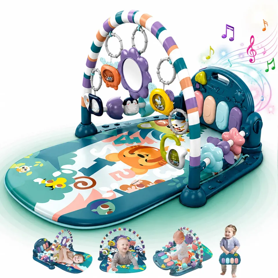 Timebox saltea Joaca Bebe cu pian senzoriala albastru 5in1