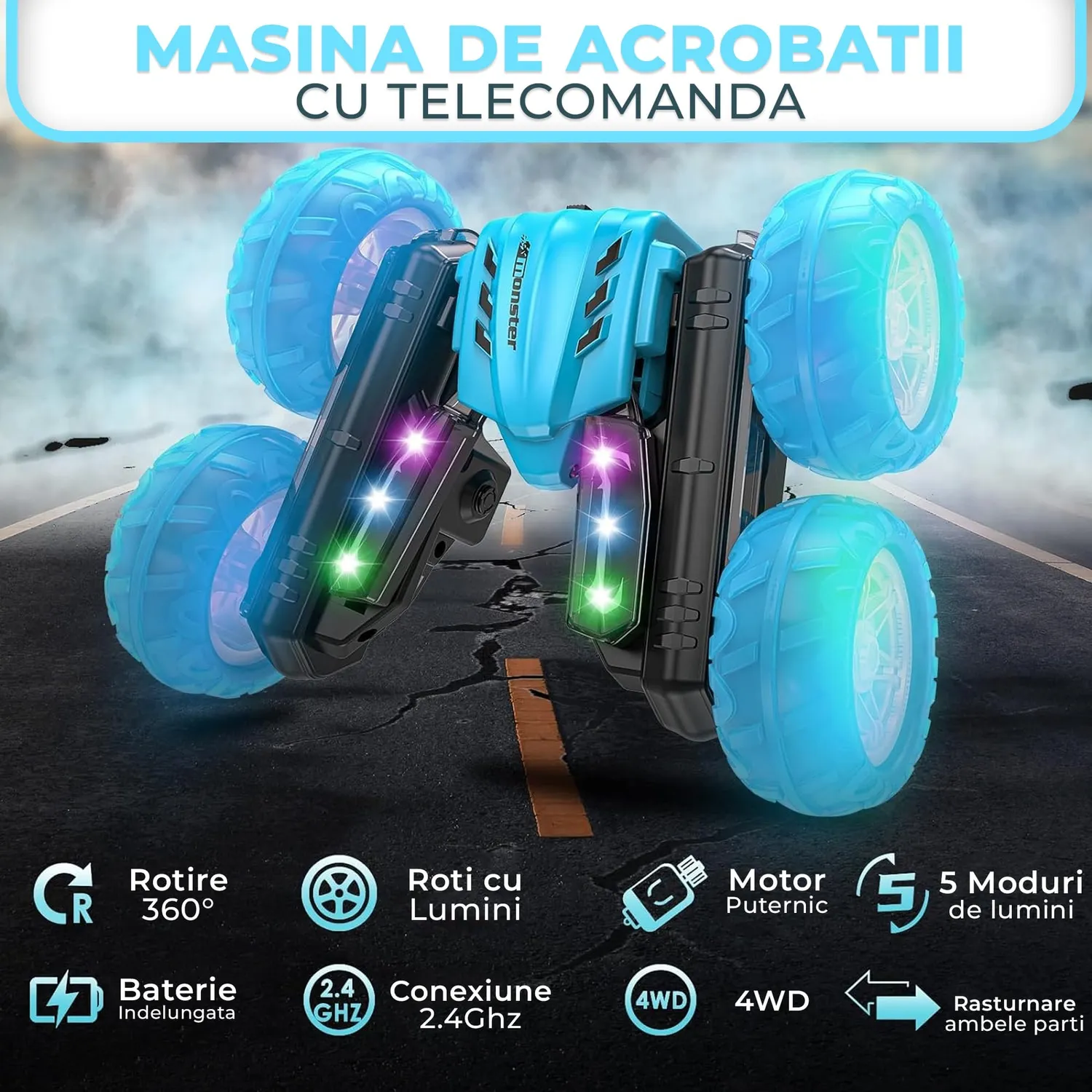 Timebox 4WD 360 masinuta telecomanda albastra