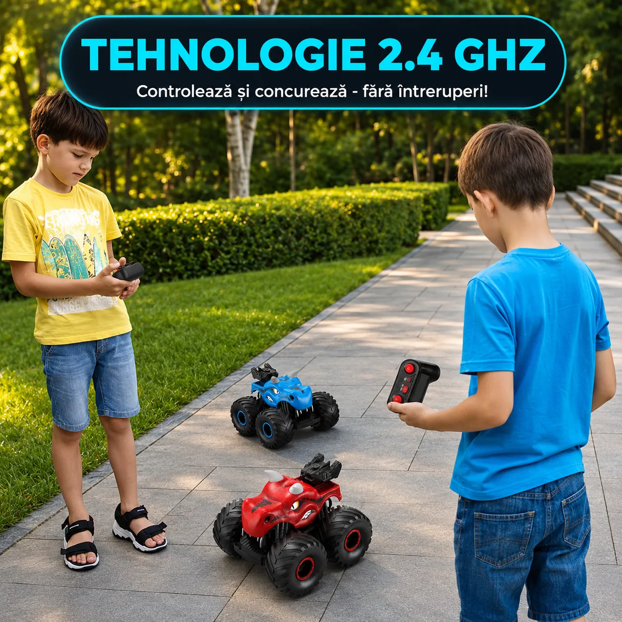 Timebox Dinozaur Monster Truck mașină RC albastru 4x4