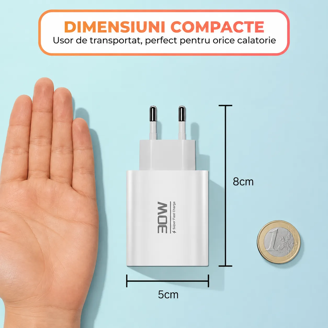 Timebox incarcator retea 30W 3 porturi alb Type-C USB