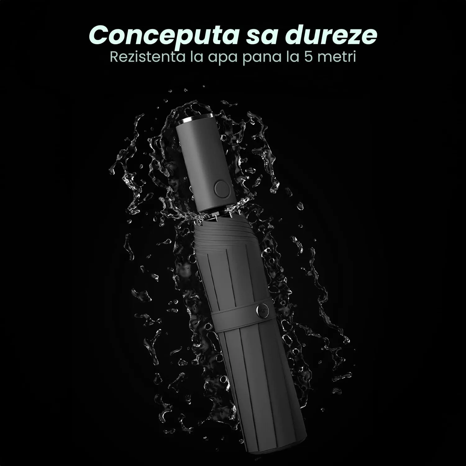 Timebox umbrela pliabila LED neagra automata