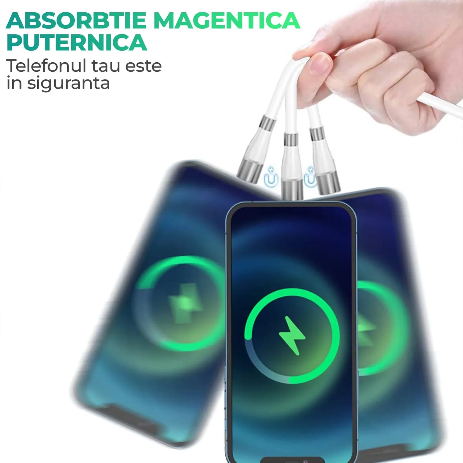 Timebox 3 in 1 Cablu Magnetic 1m Fast Charge USB