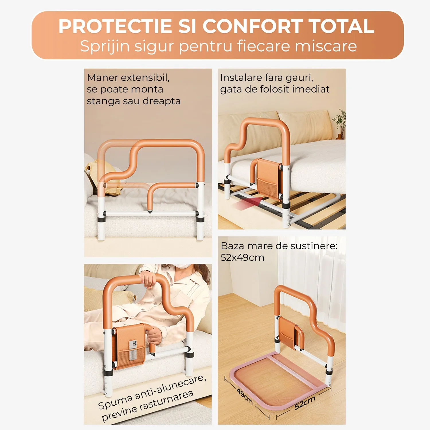 Timebox U-Shape suport pat reglabil portocaliu antiderapant