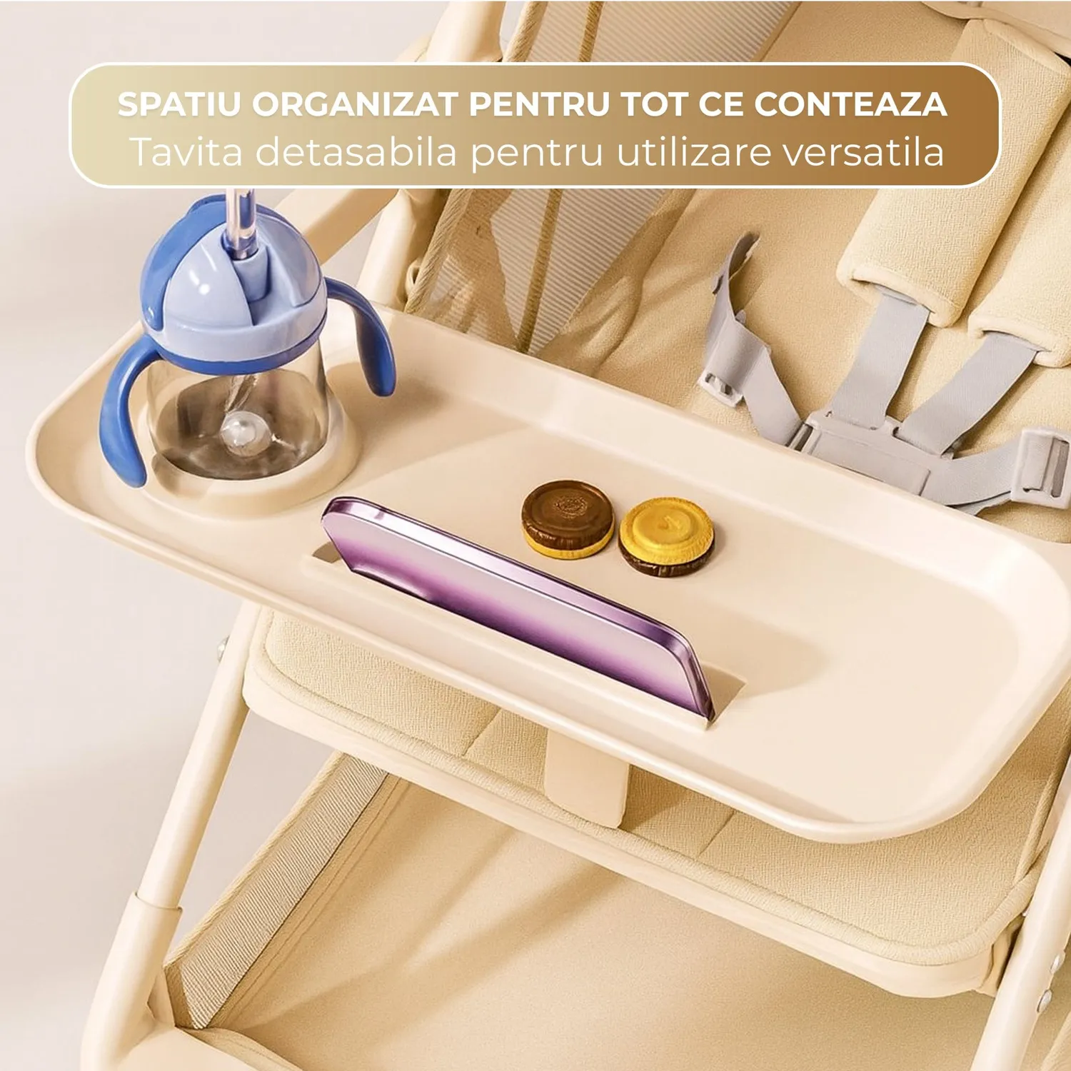 Timebox Carucior bebe pliabil Bej 4 roti 360 0-36 luni