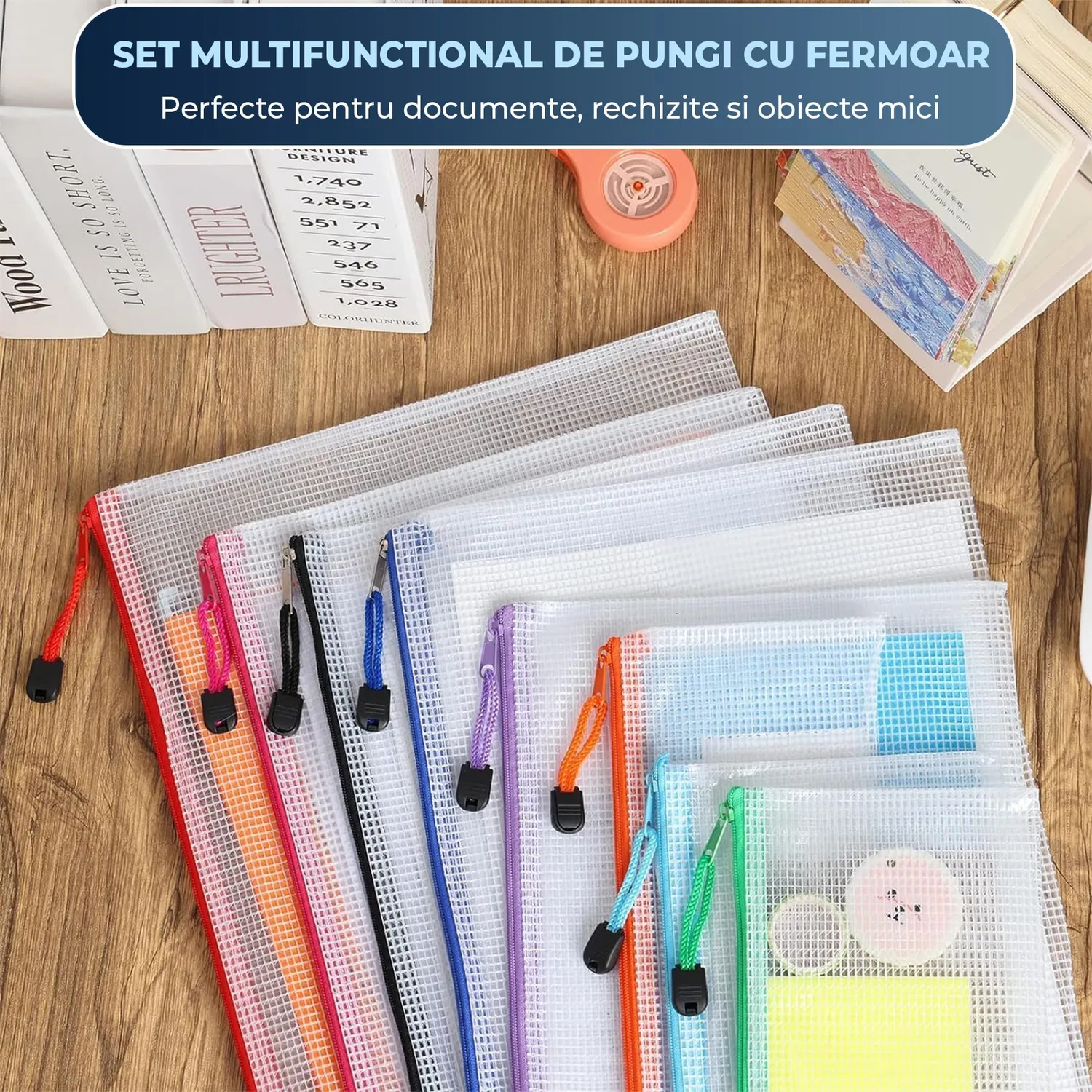 Timebox Set 30 pungi organizatoare cu fermoar multicolor