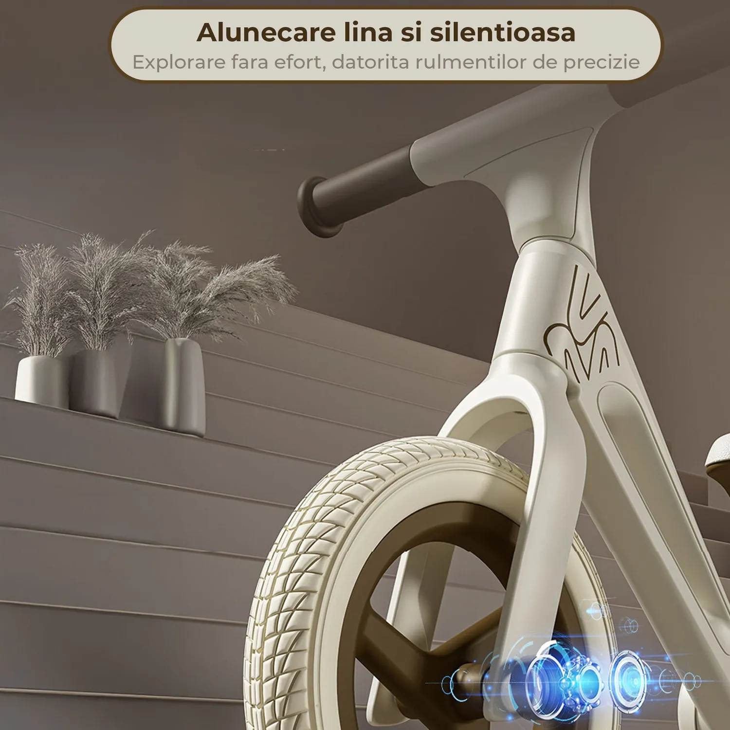 Timebox bicicleta echilibru copii 2-6 ani crem pliabila