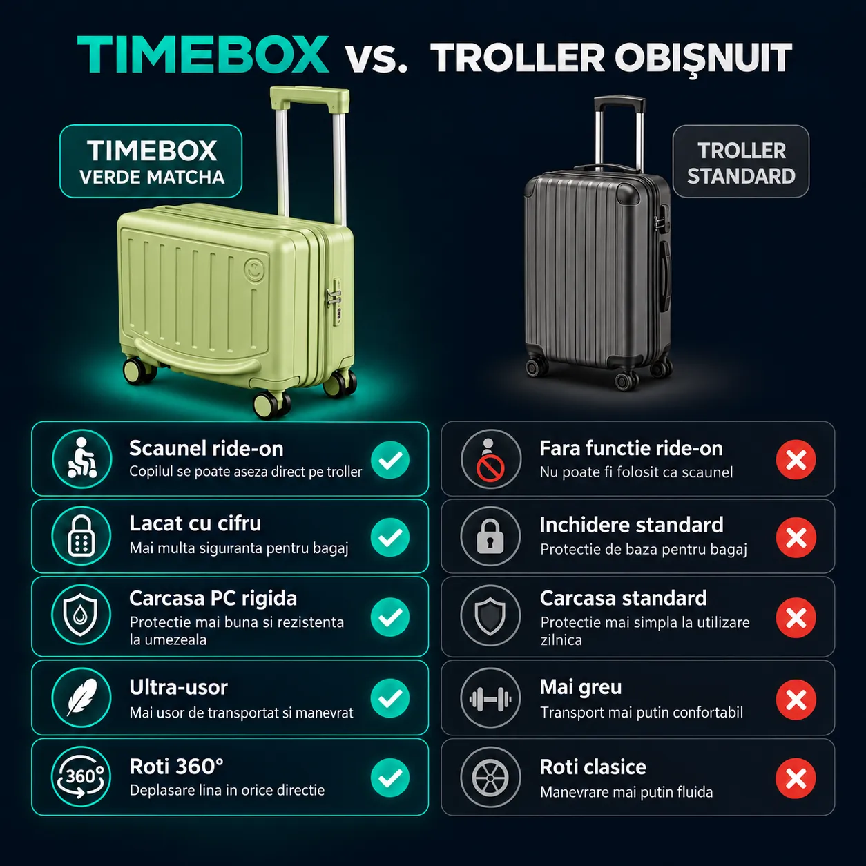 Timebox troler Copii Ride-On 20 44x21x43cm verde matcha