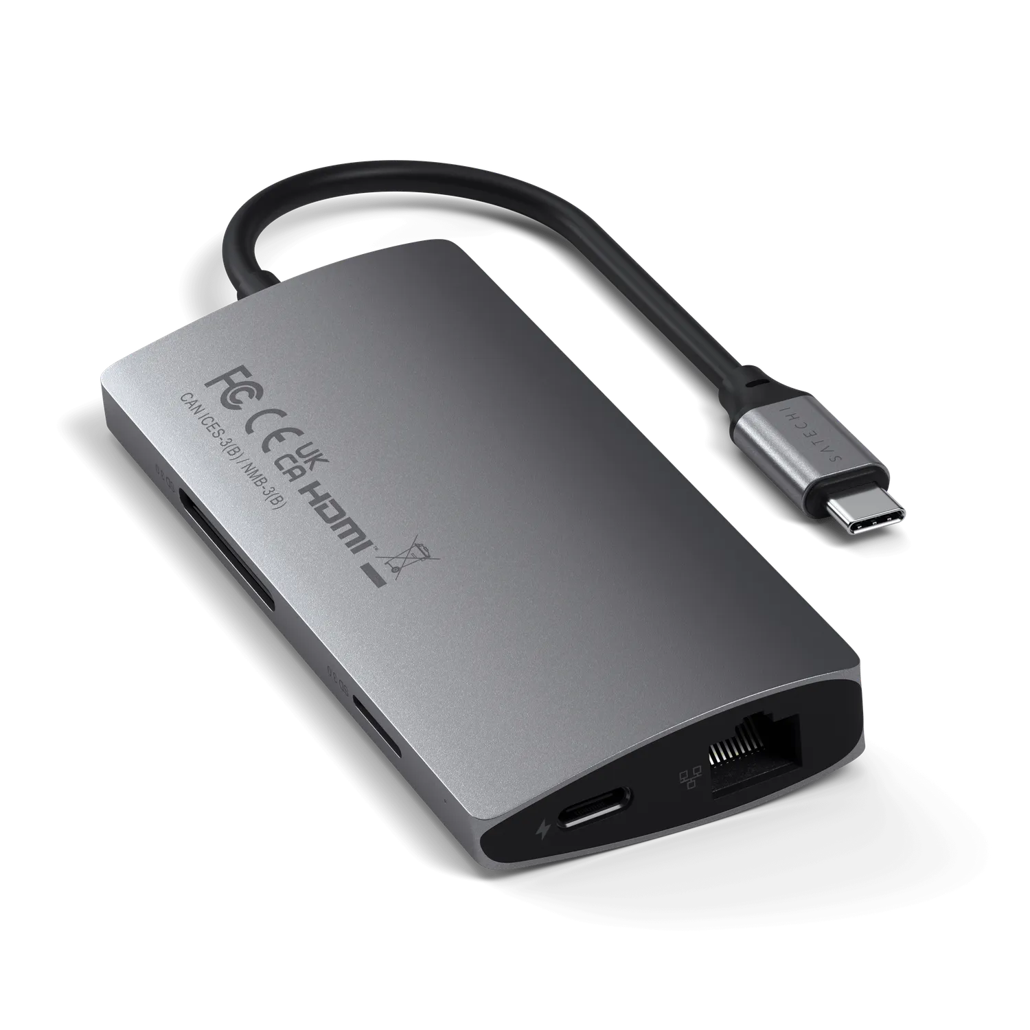 Satechi Multi-Port adaptor USB-C 4K Ethernet V2 gri