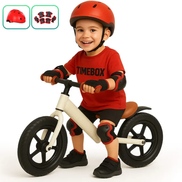 Timebox Bicicleta Echilibru Copii Alb Reglabila Casca