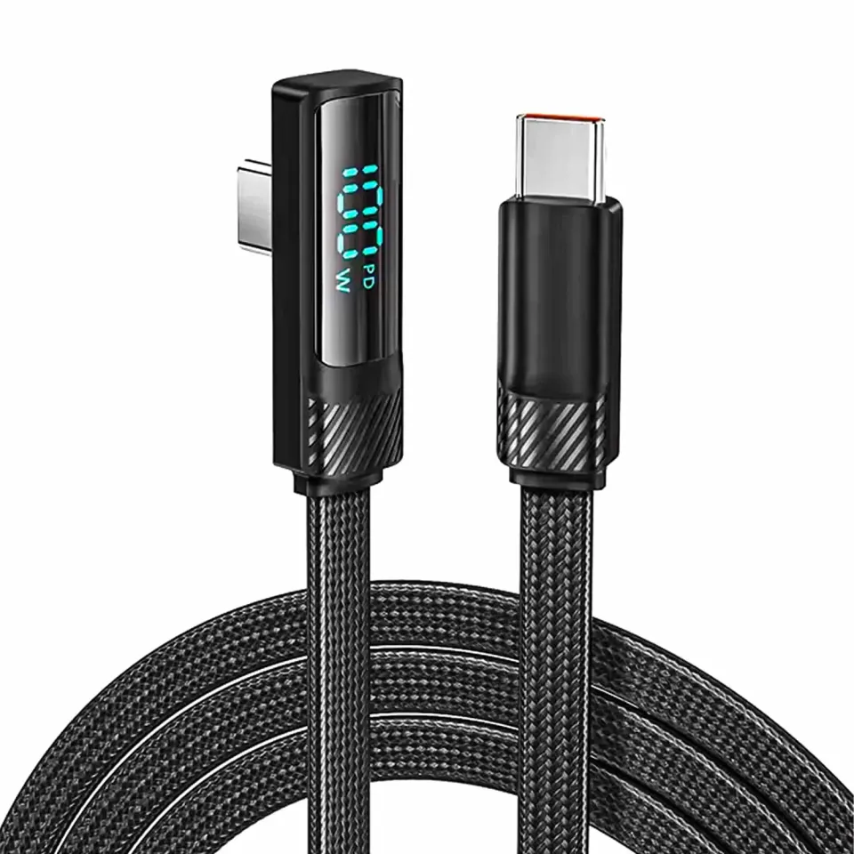 Timebox 100W cablu USB-C negru 2m 90° LED