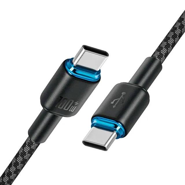 Timebox 100W 2m cablu USB-C negru cu LED