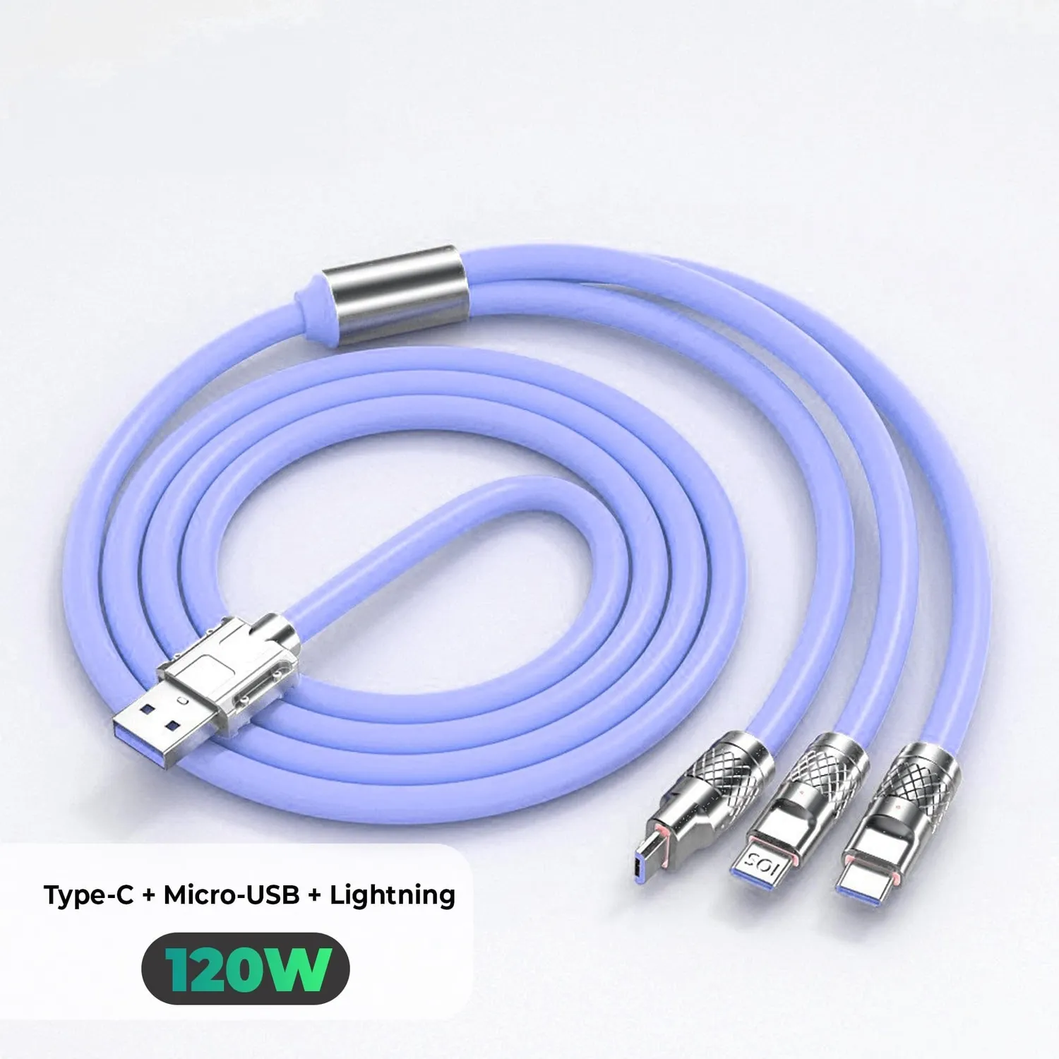 Timebox 3 în 1 cablu date mov 120W 1,2m rapid