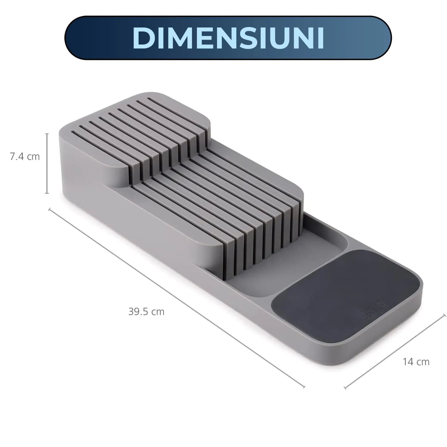 Timebox Organizator cutite sertar 2 niveluri 9 cutite gri