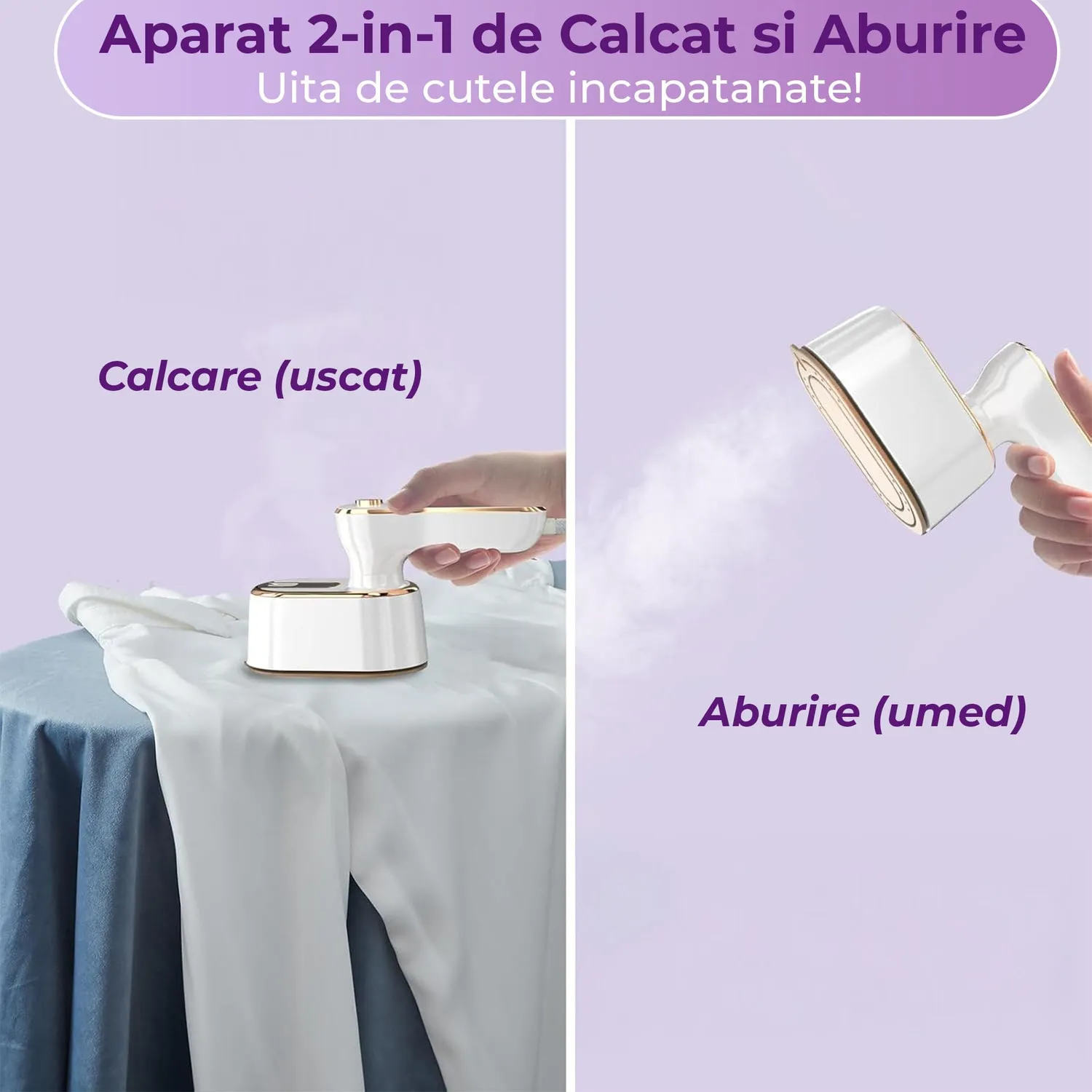 Timebox Mini Fier de Calcat Steamer 2 in 1 Alb 1000W