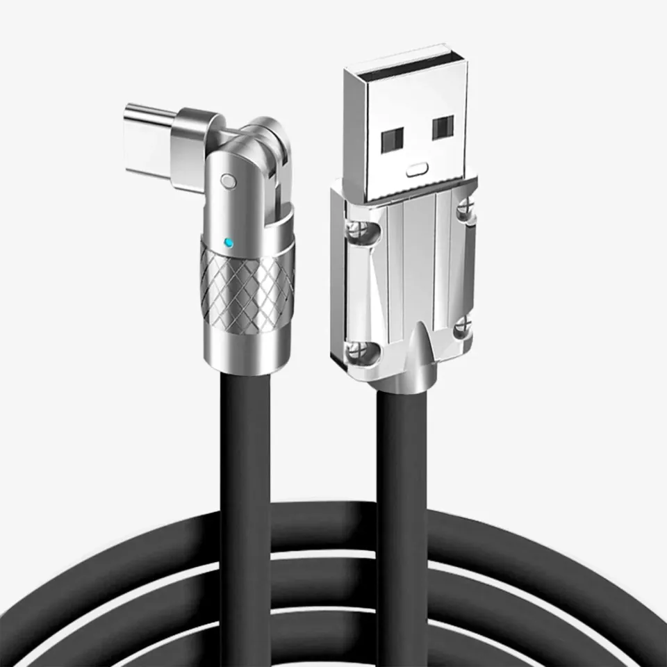 Timebox Cablu USB-C 120W Negru 2m cu LED și QC 3.0