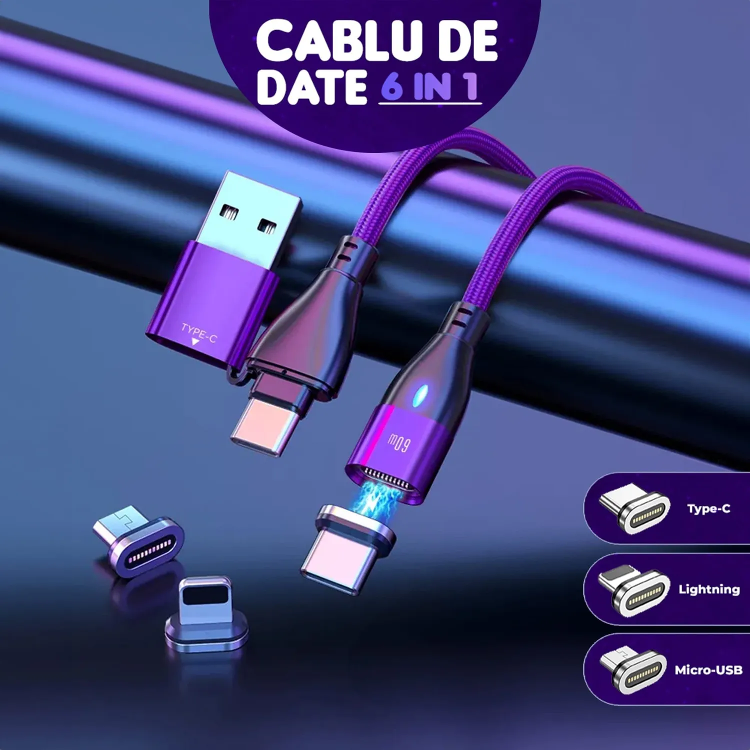 Timebox 6 in 1 60W cablu date 1m mov magnetic