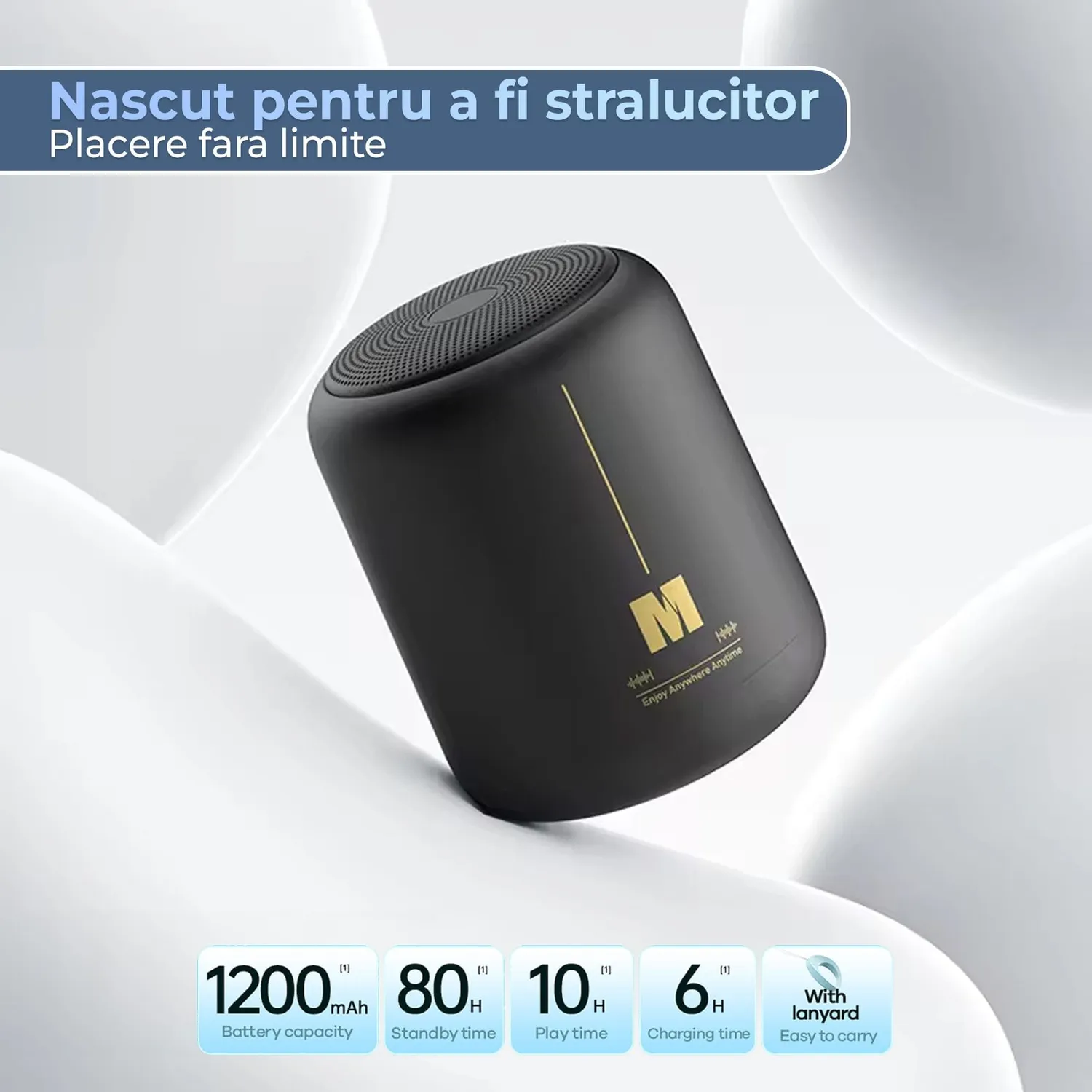 Timebox boxa portabila bluetooth RGB neagra 360